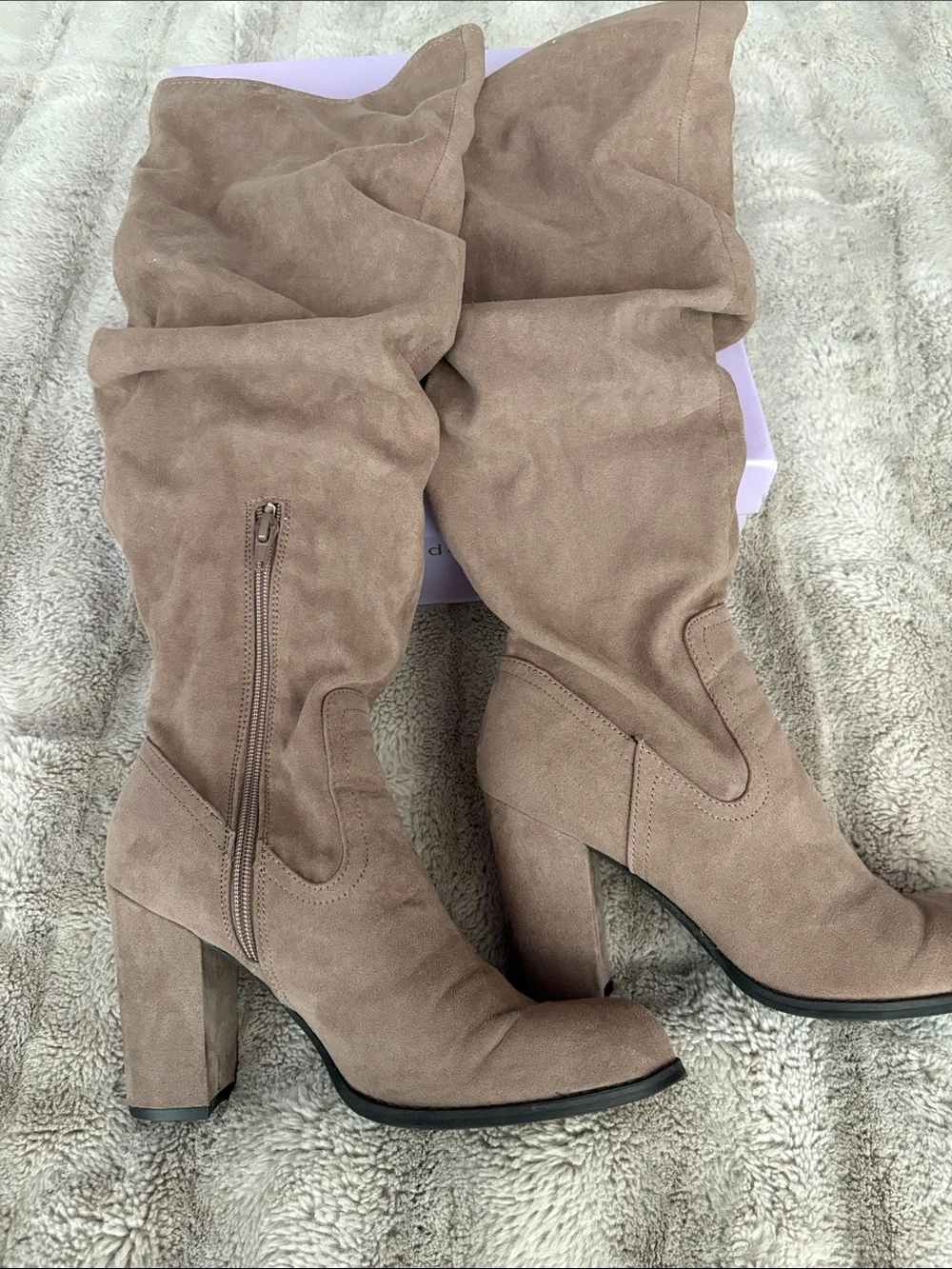 Madden Girl Over-the-Knee Slouch Boots in Taupe